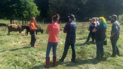 Marshall Buchanan introduces visitors to the cattle during an Ottawa Valley Farm to Fork farm tour.